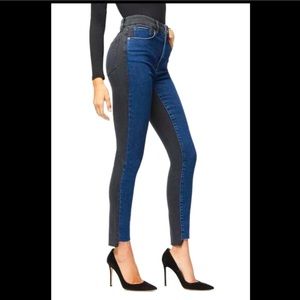 Good American High Waisted Contrast Blue Jeans